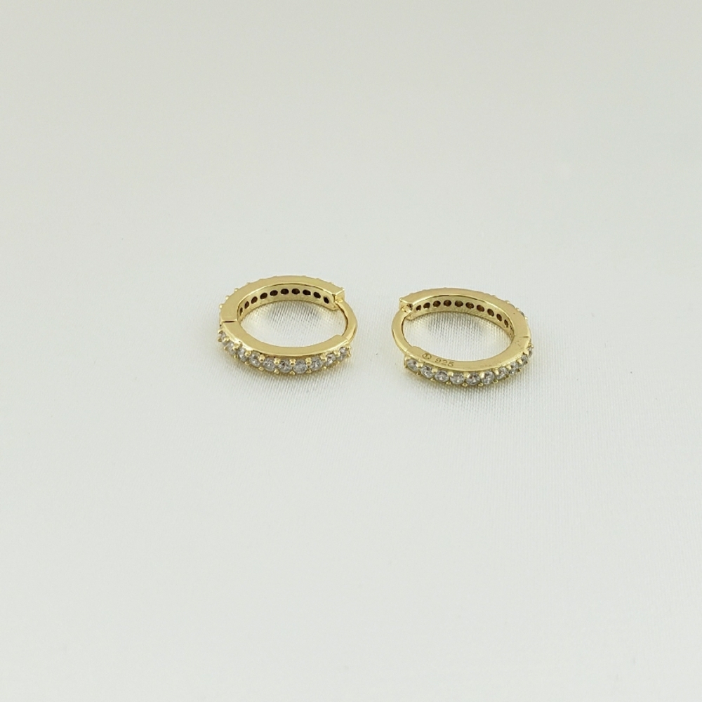14K Gold Diamond Huggie Hoop Earrings